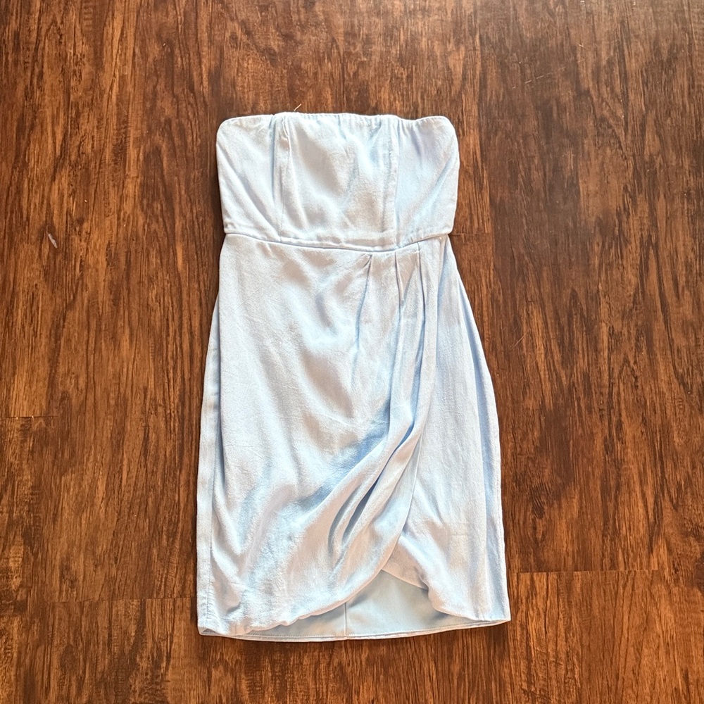 superdown Strapless Light Blue Draped Tulip Dress
